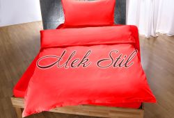 Едноцветно спално бельо за единично легло в червено